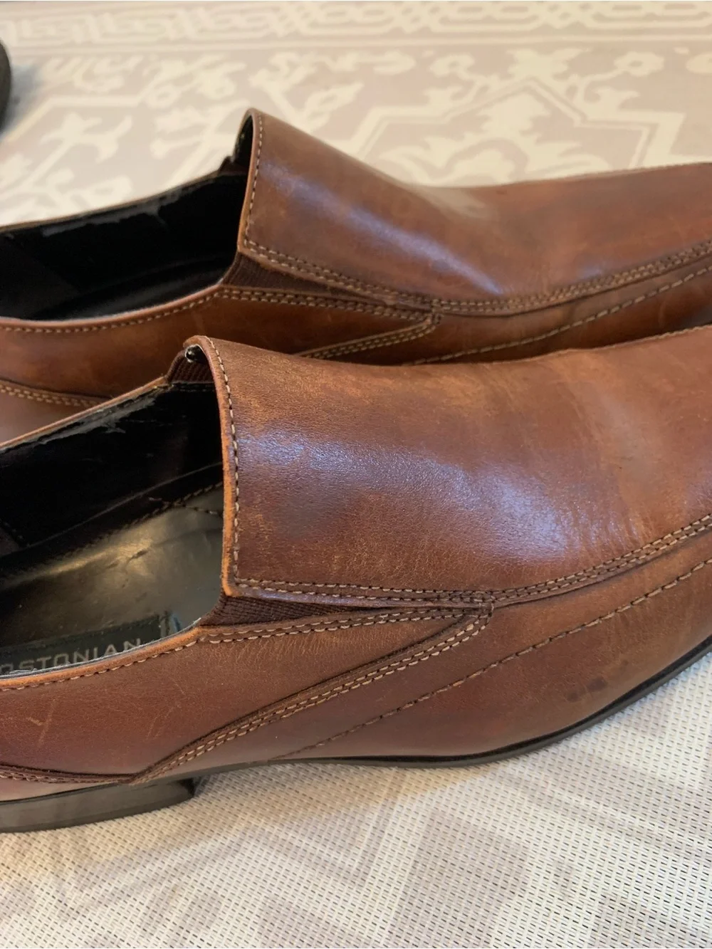 BOSTONIAN Square Toe Dress Loafers Men’s 8.5 M Brown Leather Slip-On 28246